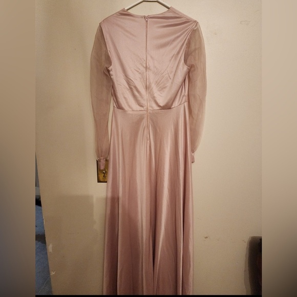 Vintage Blush Pink Nightgown/Dress With Darling Sheer Sleeves - Picture 4 of 5